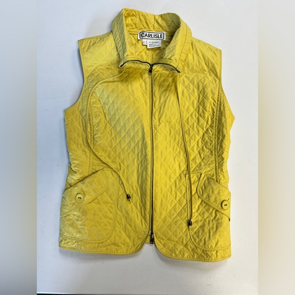 Carlisle women’s vest size 4 quilted chartreuse, yellow with pockets full zipper - Picture 7 of 7
